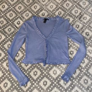 Blue ruffle cardigan from Forever 21 in a size small